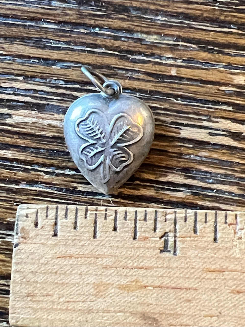 Vintage Sterling Silver puffy heart shamrock charm